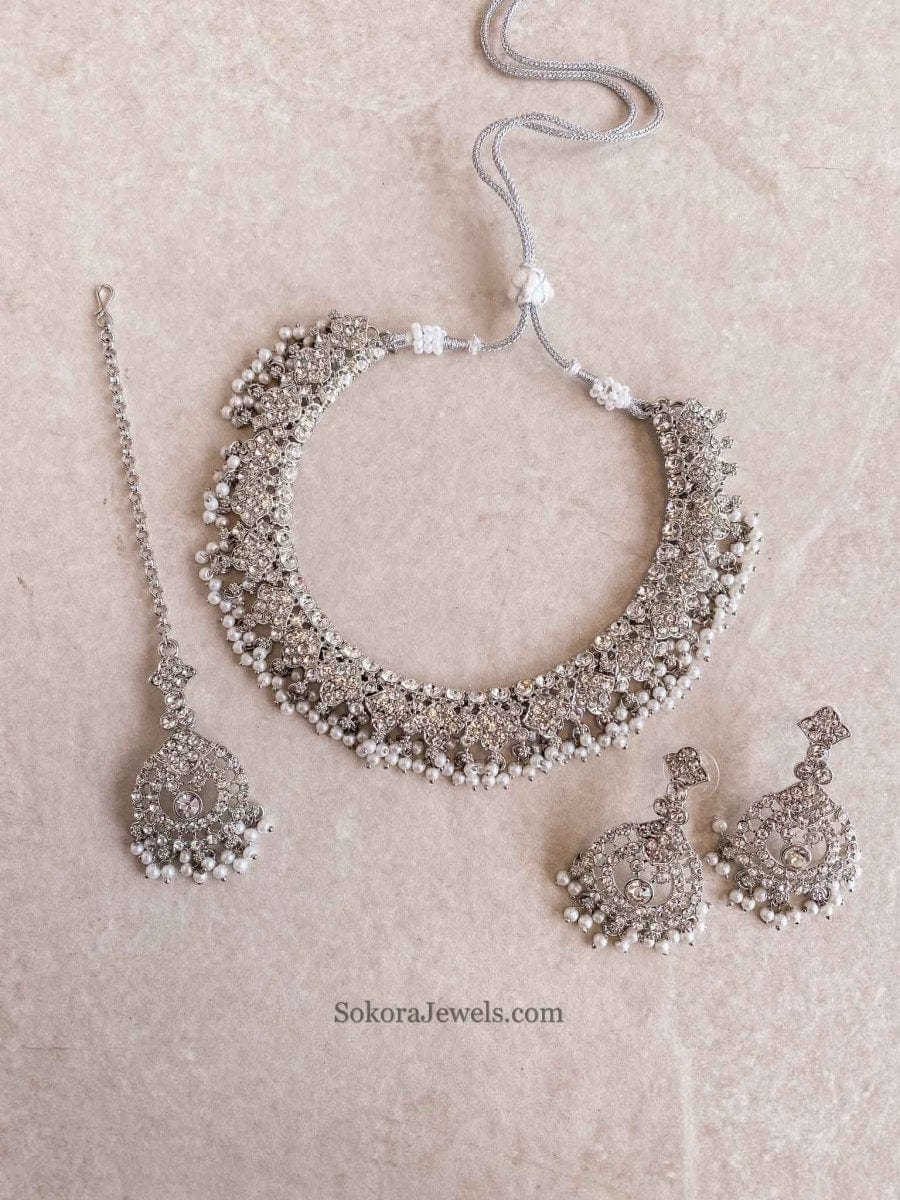 Laila Silver Necklace Sets - SOKORA JEWELSLaila Silver Necklace Sets