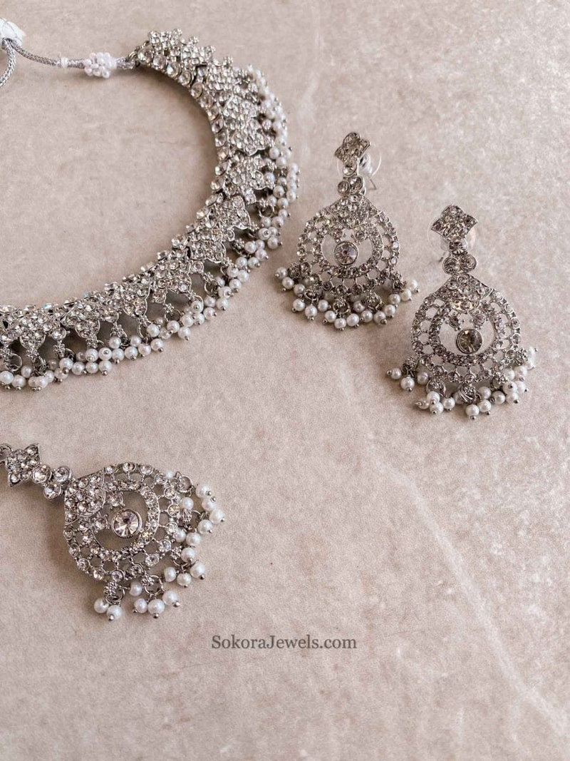 Laila Silver Necklace Sets - SOKORA JEWELSLaila Silver Necklace Sets