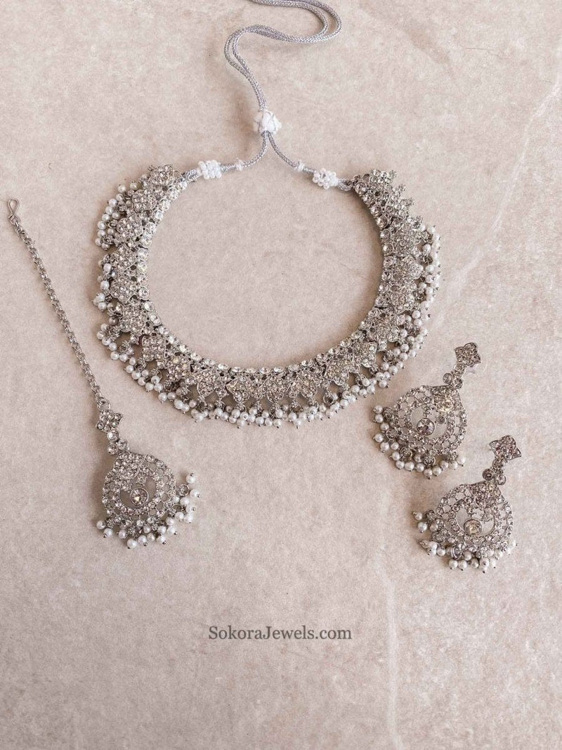 Laila Silver Necklace Sets - SOKORA JEWELSLaila Silver Necklace Sets