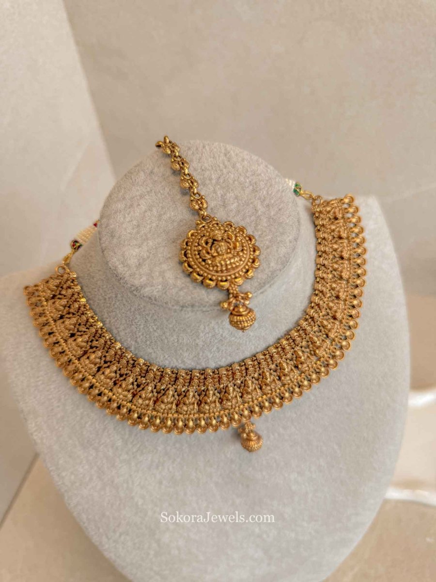 Lakshmi Motif Temple Bridal Necklace set - SOKORA JEWELSLakshmi Motif Temple Bridal Necklace set