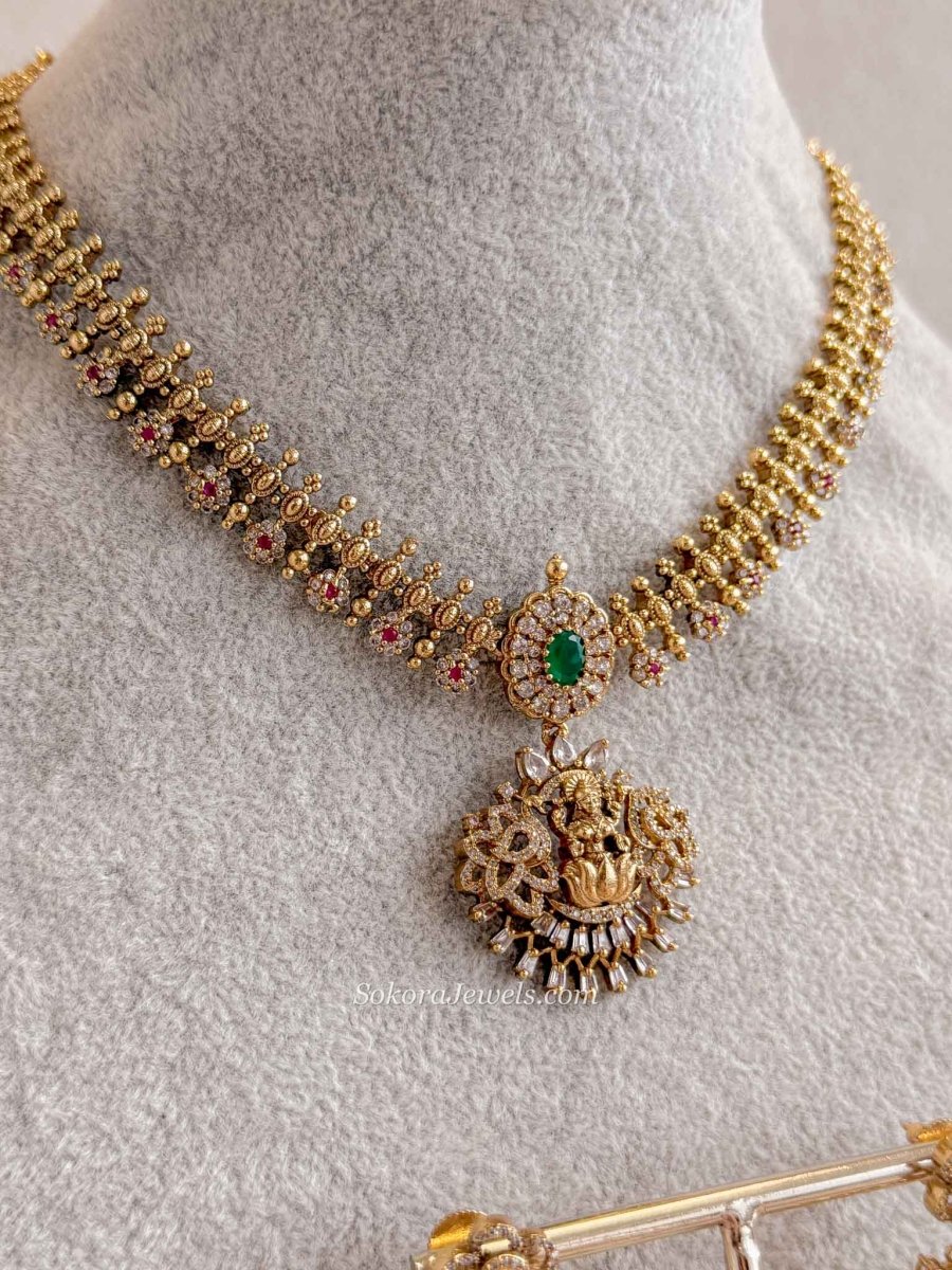 Lakshmi Temple Jewellery Necklace Set - SOKORA JEWELSLakshmi Temple Jewellery Necklace Set