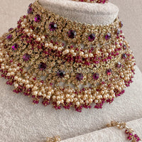 Lalita Double Bridal Necklace Set - Purple - SOKORA JEWELSLalita Double Bridal Necklace Set - Purplenecklace sets