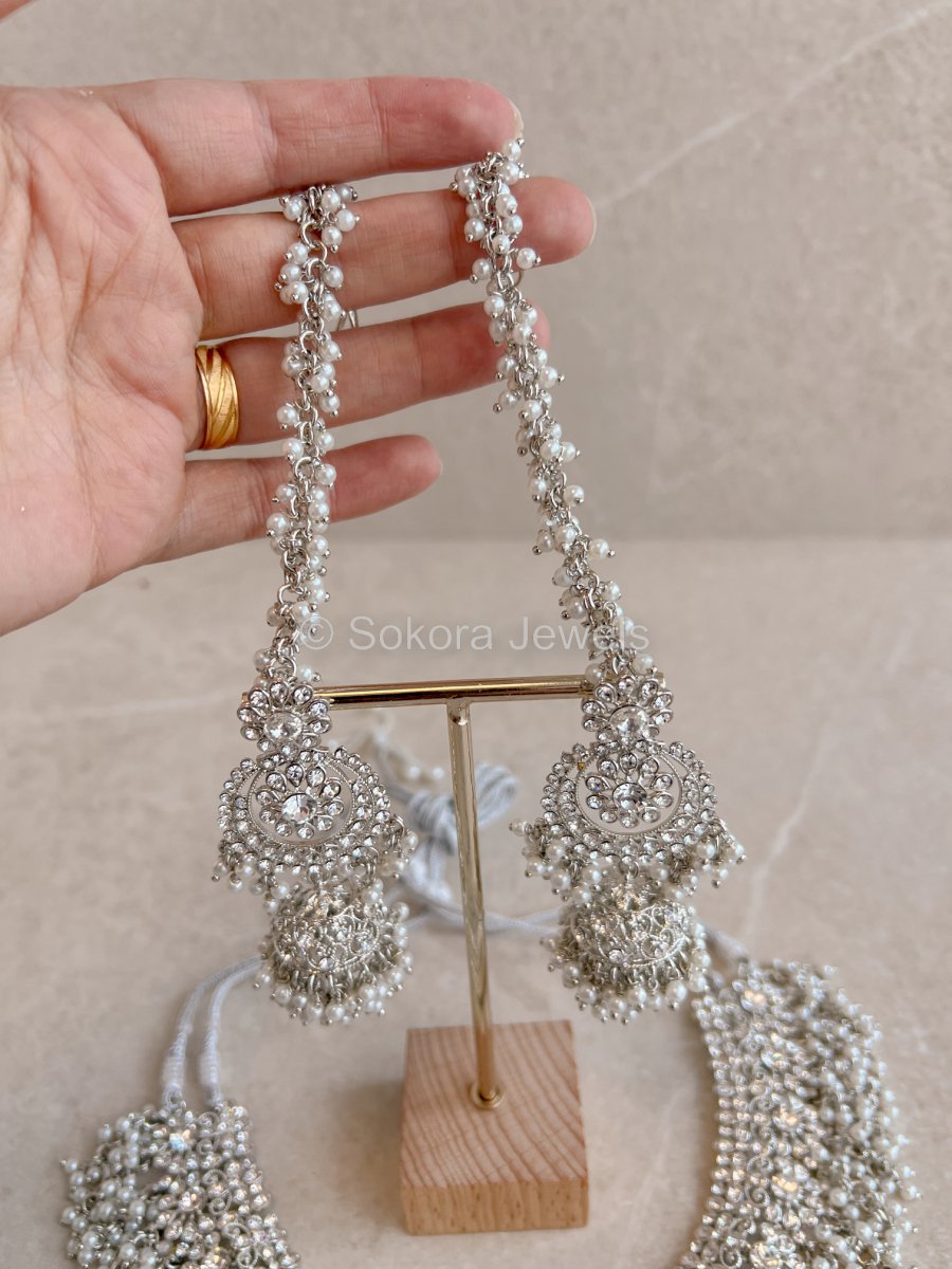 Lalita Necklace Set - Silver Pearl - SOKORA JEWELSLalita Necklace Set - Silver Pearl