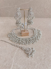 Lalita Necklace Set - Silver Pearl - SOKORA JEWELSLalita Necklace Set - Silver Pearl