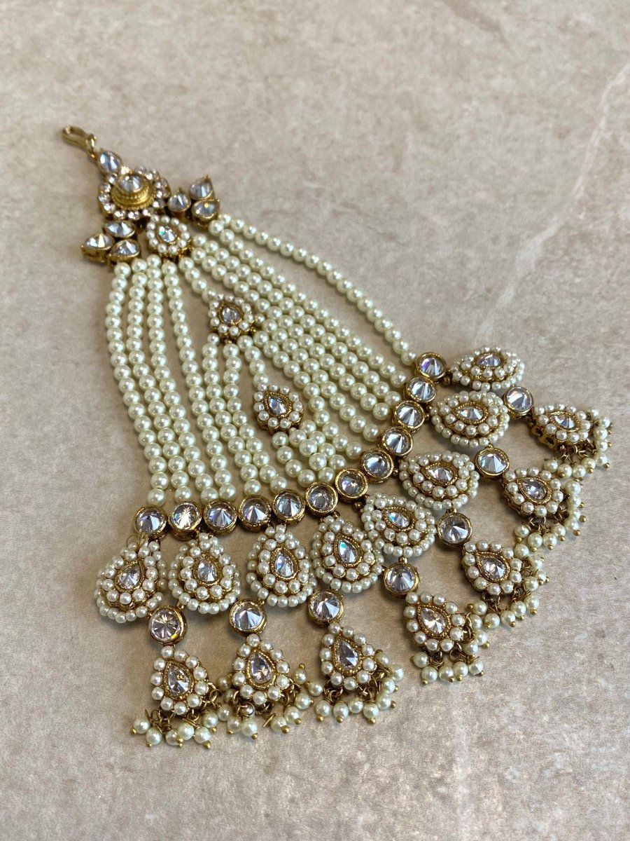 Large Antique Gold & Pearl Jhumar - SOKORA JEWELSLarge Antique Gold & Pearl Jhumar