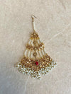 Large Antique Gold & Pearl Jhumar - Maroon - SOKORA JEWELSLarge Antique Gold & Pearl Jhumar - Maroon