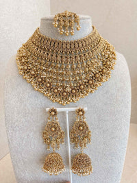 Large Bridal Necklace Set – Gold Ball Pearl - SOKORA JEWELSLarge Bridal Necklace Set – Gold Ball Pearl