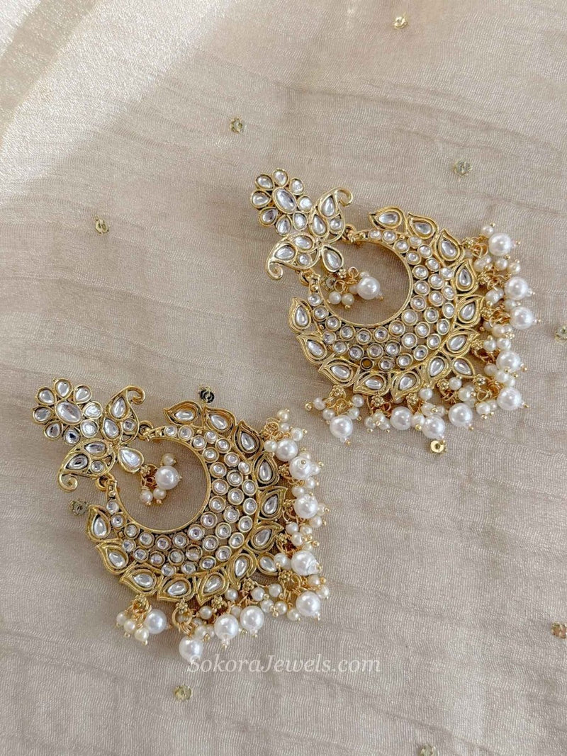 Large Faux Kundan Earrings - SOKORA JEWELSLarge Faux Kundan Earringsstuds and tops