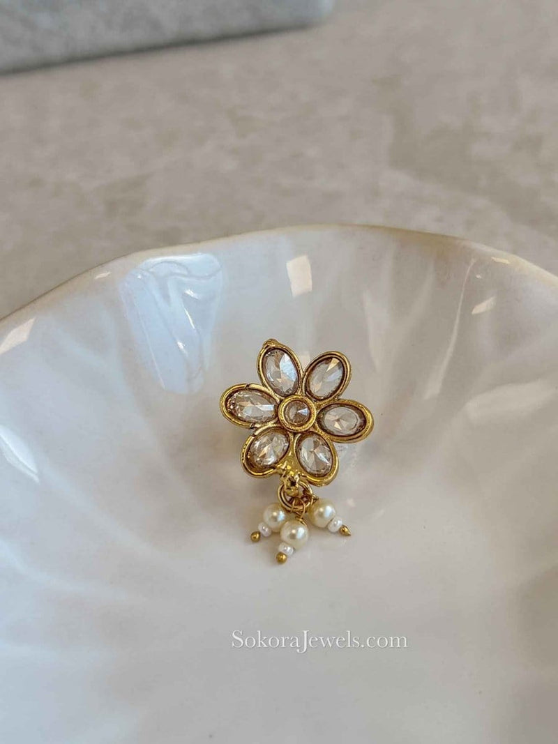 Large Floral Gold Nose ring - Slide type - SOKORA JEWELSLarge Floral Gold Nose ring - Slide type