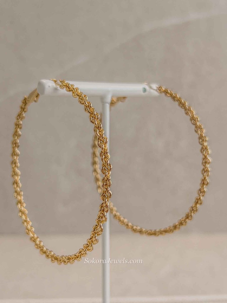 Large Gold Plated Twisted Hoops - SOKORA JEWELSLarge Gold Plated Twisted Hoops