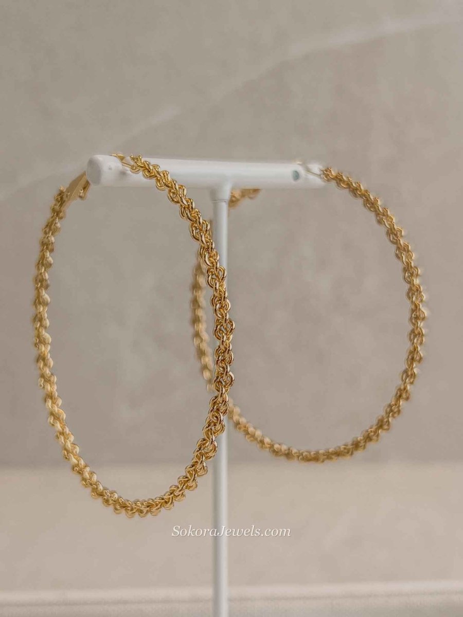 Large Gold Plated Twisted Hoops - SOKORA JEWELSLarge Gold Plated Twisted Hoops