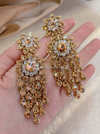 Large Golden Crystal Earrings - SOKORA JEWELSLarge Golden Crystal Earrings