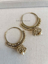 Large Golden Jhumka Hoops - SOKORA JEWELSLarge Golden Jhumka Hoops