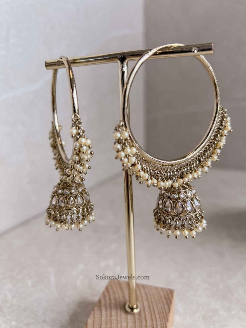 Large Jhumka Hoops - SOKORA JEWELSLarge Jhumka Hoops