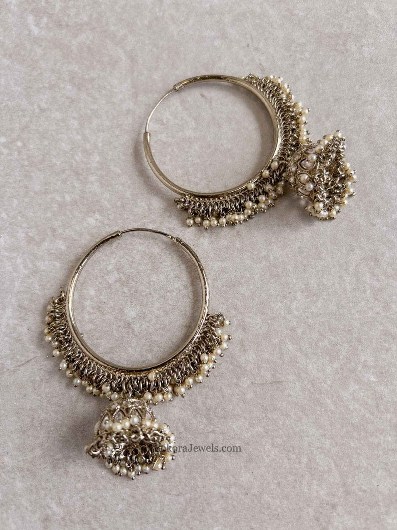 Large Jhumka Hoops - SOKORA JEWELSLarge Jhumka Hoops
