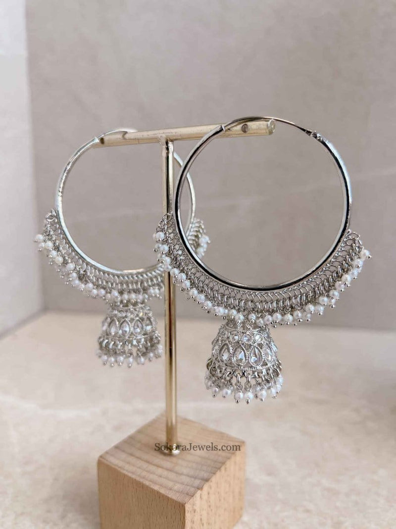 Large Jhumka Hoops - SOKORA JEWELSLarge Jhumka Hoops
