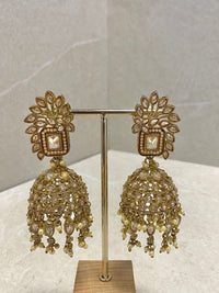 Large Jhumki Earrings - Champagne - SOKORA JEWELSLarge Jhumki Earrings - Champagne