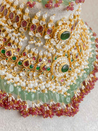 Large Kundan Multigem Double Bridal Set - SOKORA JEWELSLarge Kundan Multigem Double Bridal Set