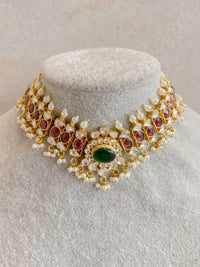 Large Kundan Multigem Double Bridal Set - SOKORA JEWELSLarge Kundan Multigem Double Bridal Set