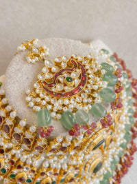 Large Kundan Multigem Double Bridal Set - SOKORA JEWELSLarge Kundan Multigem Double Bridal Set