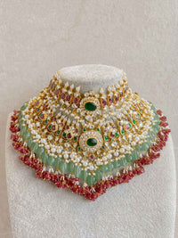 Large Kundan Multigem Double Bridal Set - SOKORA JEWELSLarge Kundan Multigem Double Bridal Set