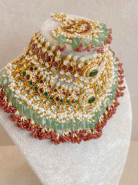 Large Kundan Multigem Double Bridal Set - SOKORA JEWELSLarge Kundan Multigem Double Bridal Set
