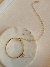 Large Kundan Nose Ring in Bright Gold - Slide Type - SOKORA JEWELSLarge Kundan Nose Ring in Bright Gold - Slide Type