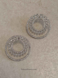Large Kundan Party Wear Circle Earrings - SOKORA JEWELSLarge Kundan Party Wear Circle Earrings