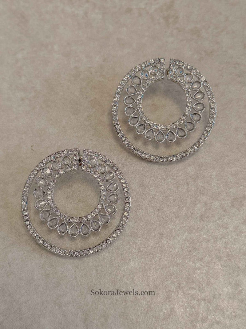 Large Kundan Party Wear Circle Earrings - SOKORA JEWELSLarge Kundan Party Wear Circle Earrings