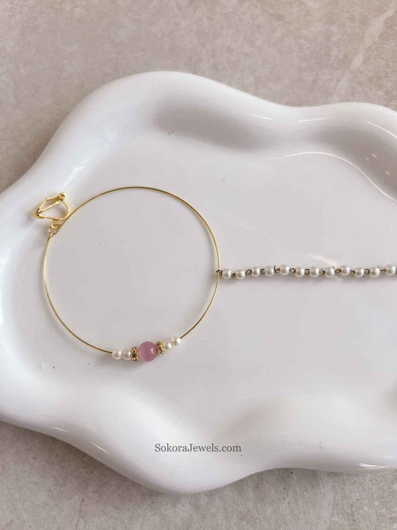 Large Pink Bead Nose ring - Clip on - SOKORA JEWELSLarge Pink Bead Nose ring - Clip onnose rings