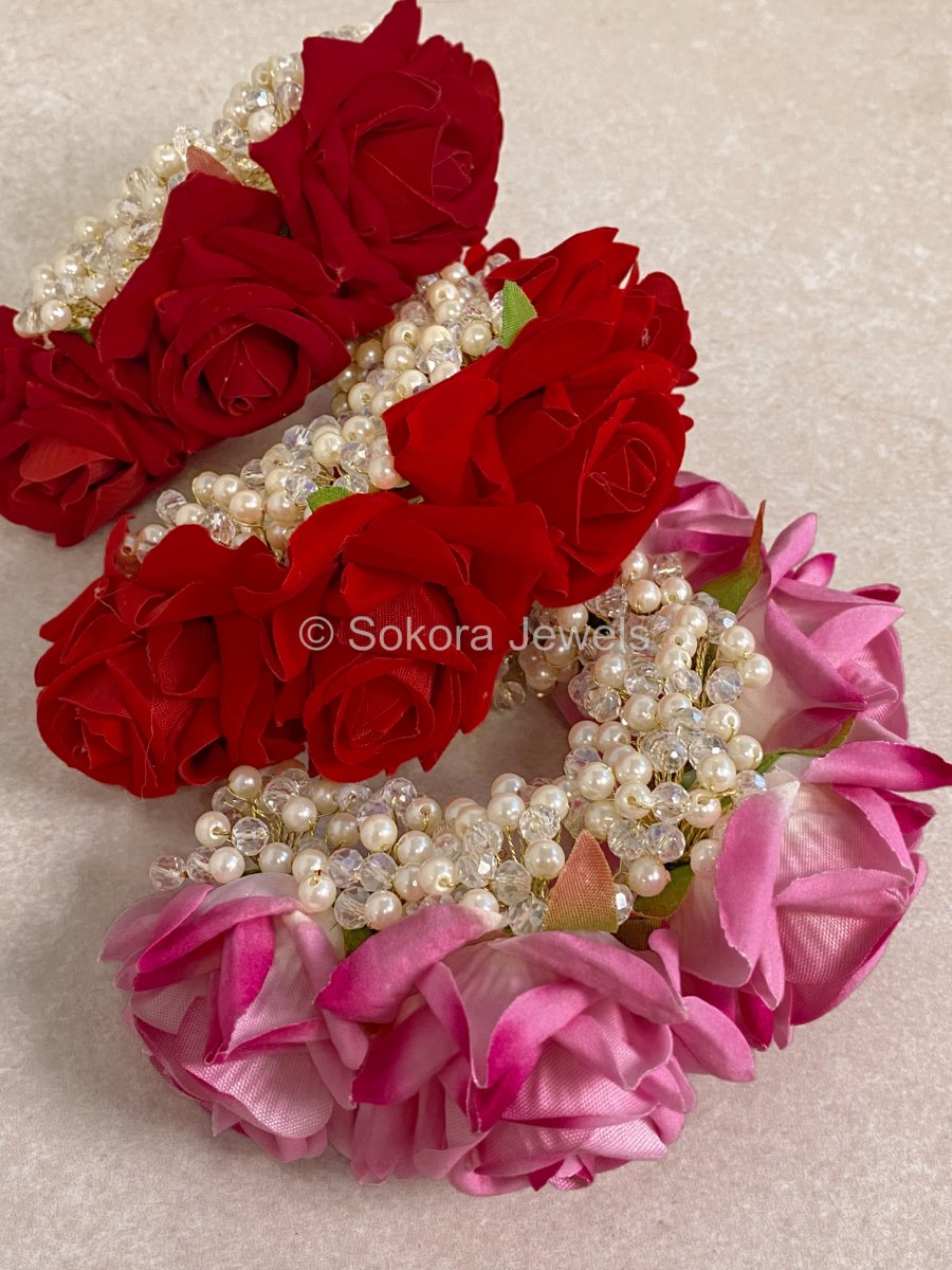 Large Rose Flowers & Bead Detail Hair Bun Accessory - 3 Colour Options - SOKORA JEWELSLarge Rose Flowers & Bead Detail Hair Bun Accessory - 3 Colour Options