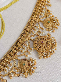 Layered Temple Ruby & Green Gold Choker set - SOKORA JEWELSLayered Temple Ruby & Green Gold Choker setNECKLACE SETS
