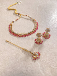 Leena Faux Kundan Set - Pink - SOKORA JEWELSLeena Faux Kundan Set - PinkNECKLACE SETS