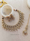 Leena Faux Kundan Set - White - SOKORA JEWELSLeena Faux Kundan Set - WhiteNECKLACE SETS