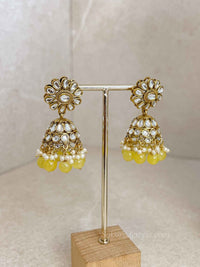 Lemon Yellow & Faux Kundan Set - SOKORA JEWELSLemon Yellow & Faux Kundan Set