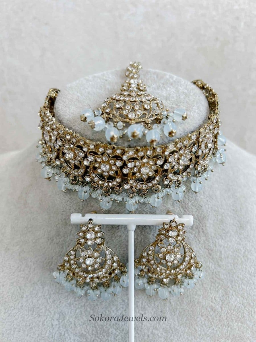 Light Blue Choker set - SOKORA JEWELSLight Blue Choker set