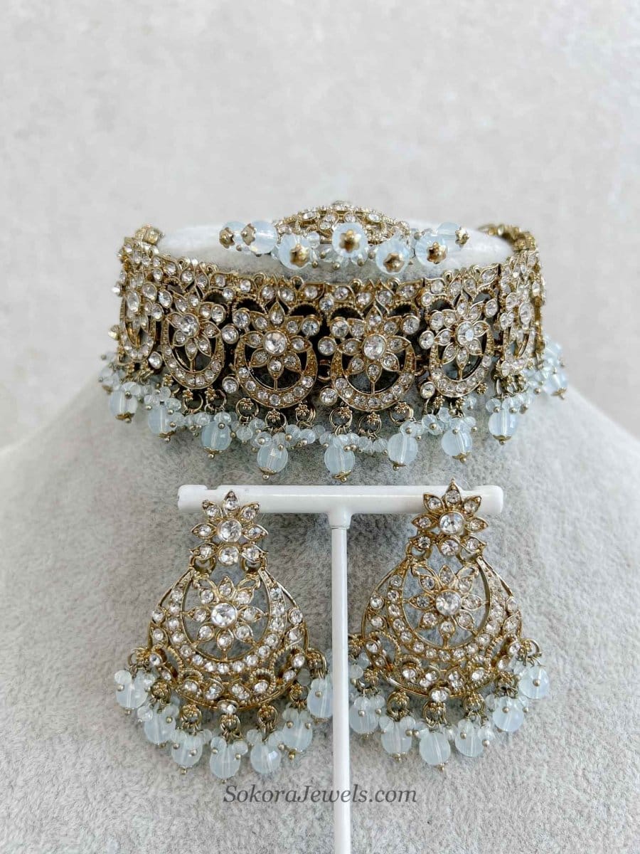 Light Blue Choker set - SOKORA JEWELSLight Blue Choker set