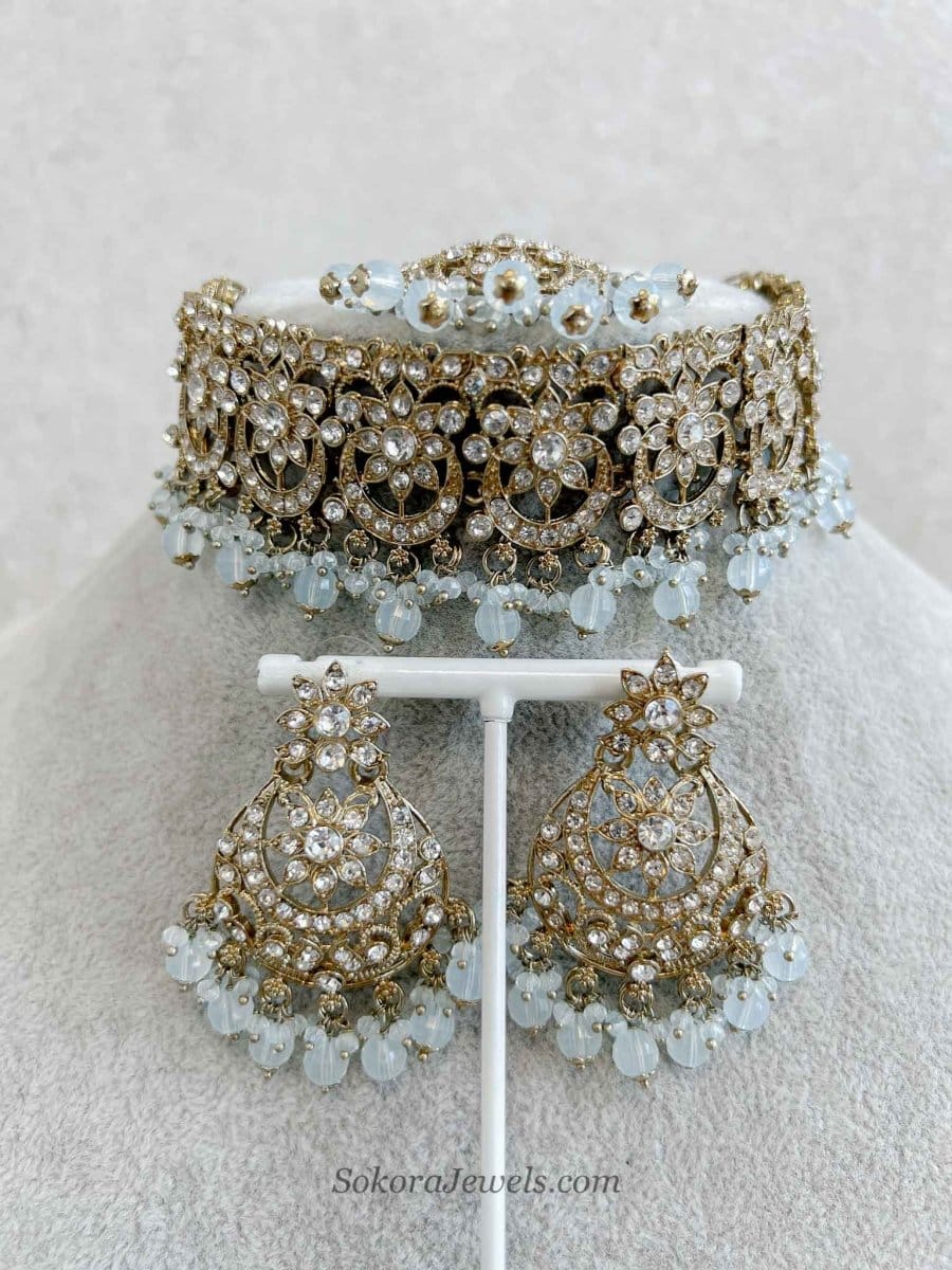Light Blue Choker set - SOKORA JEWELSLight Blue Choker set