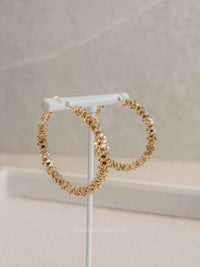 Light Gold beaded hoops - SOKORA JEWELSLight Gold beaded hoops
