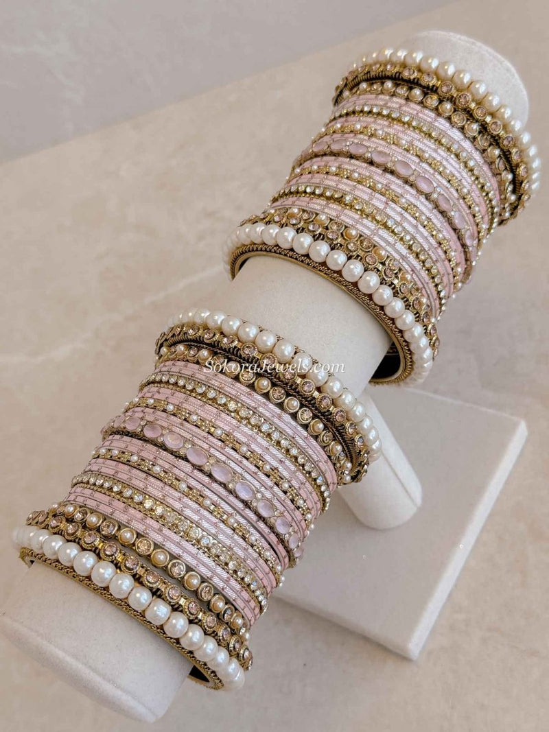 Light Peach Bridal Bangle set - SOKORA JEWELSLight Peach Bridal Bangle setBANGLES