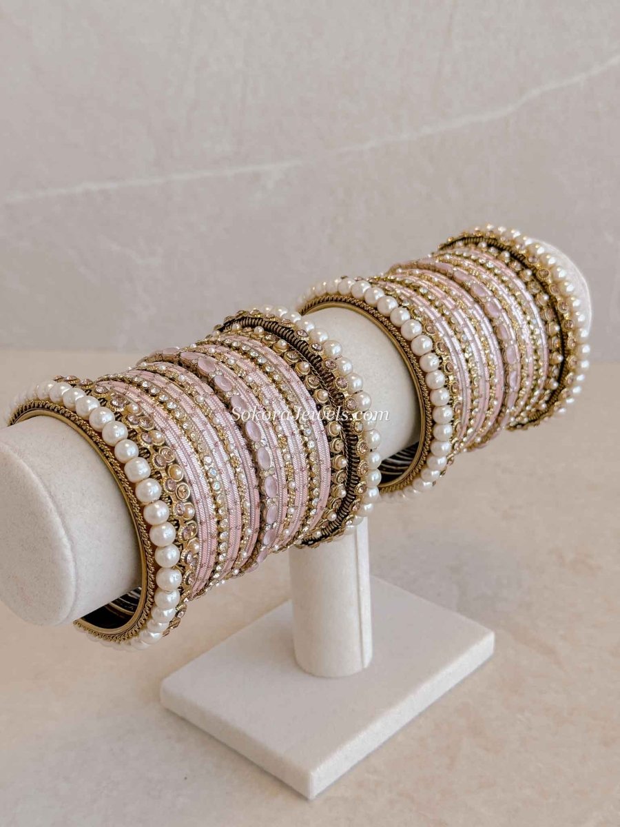Light Peach Bridal Bangle set - SOKORA JEWELSLight Peach Bridal Bangle setBANGLES