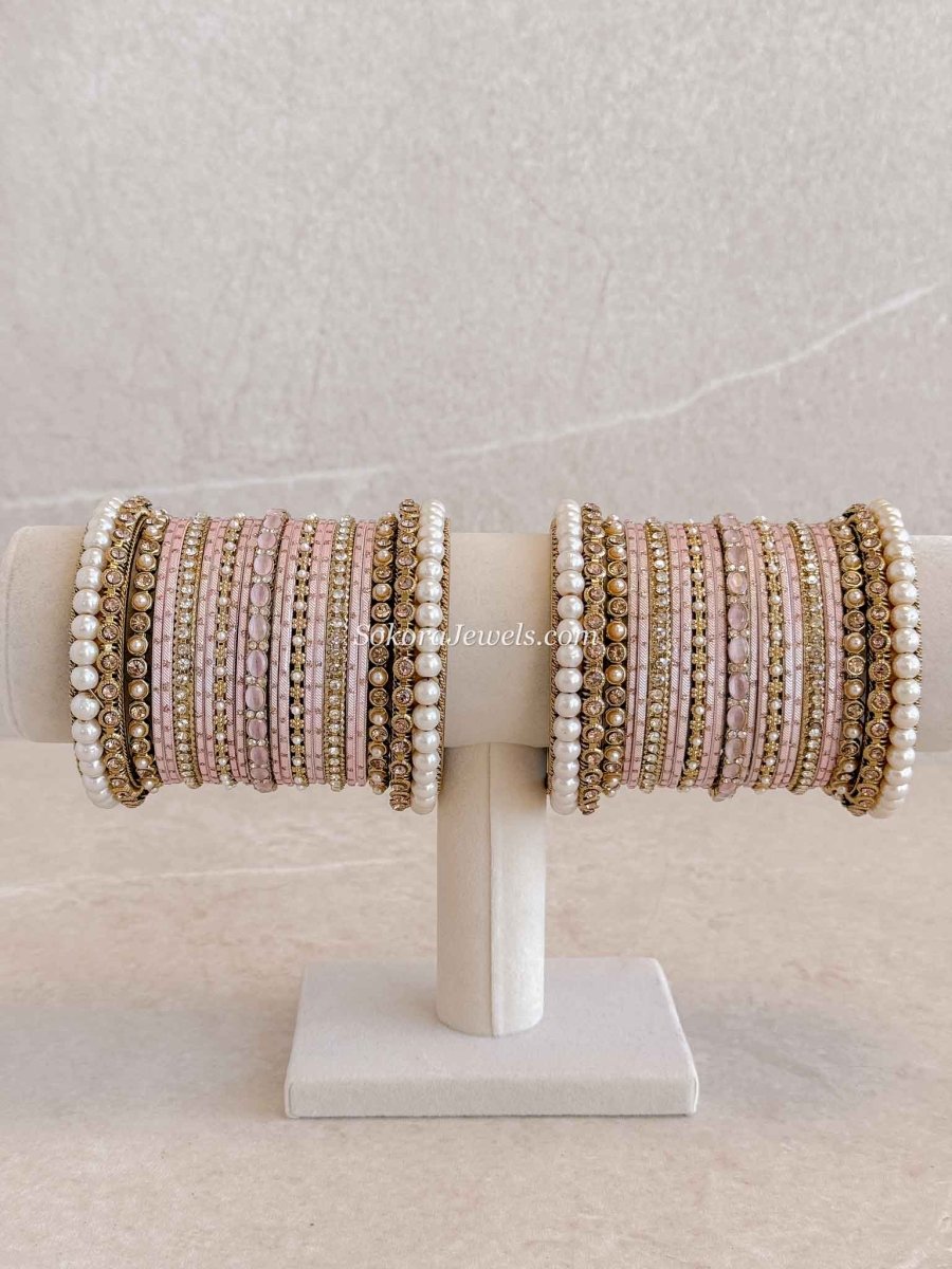 Light Peach Bridal Bangle set - SOKORA JEWELSLight Peach Bridal Bangle setBANGLES