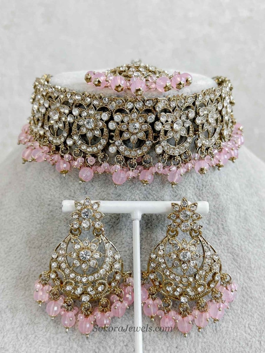 Light Pink Choker set - SOKORA JEWELSLight Pink Choker set