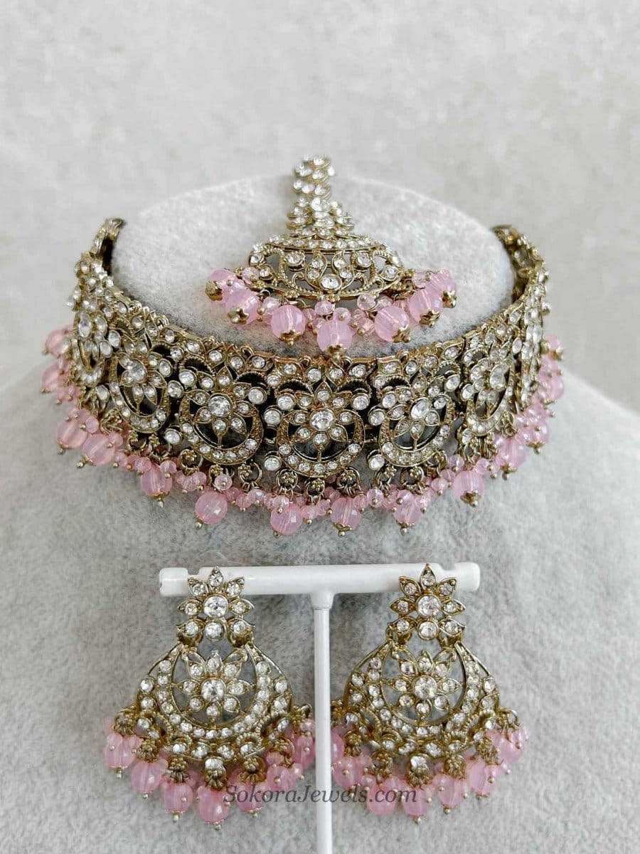 Light Pink Choker set - SOKORA JEWELSLight Pink Choker set