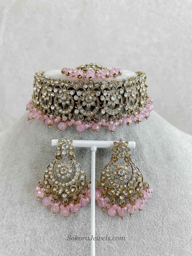 Light Pink Choker set - SOKORA JEWELSLight Pink Choker set