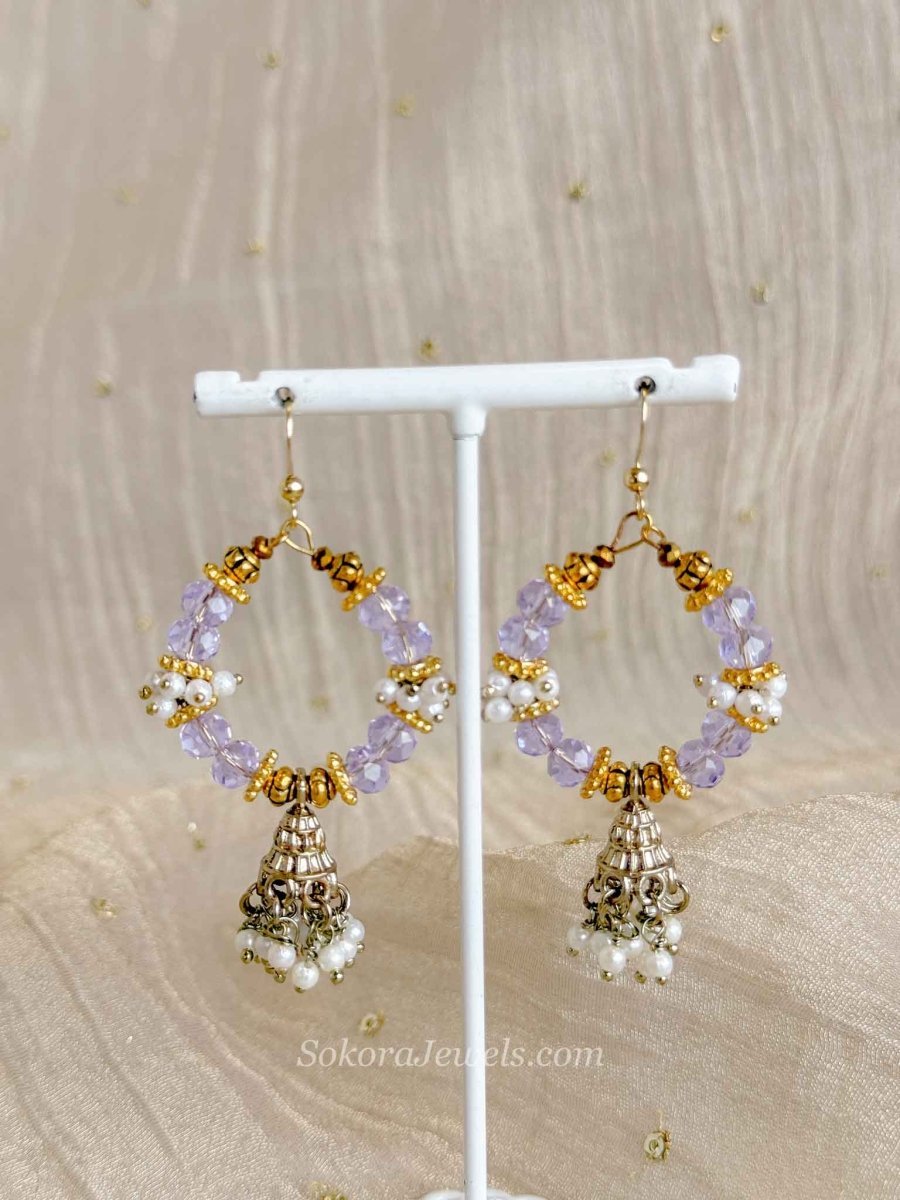 Light Purple Jhumka Hoop Earrings - SOKORA JEWELSLight Purple Jhumka Hoop EarringsEARRINGS