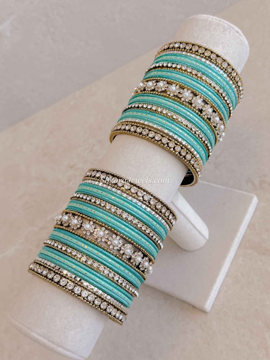 Light Turquoise Blue Bangle Set - SOKORA JEWELSLight Turquoise Blue Bangle SetBANGLES