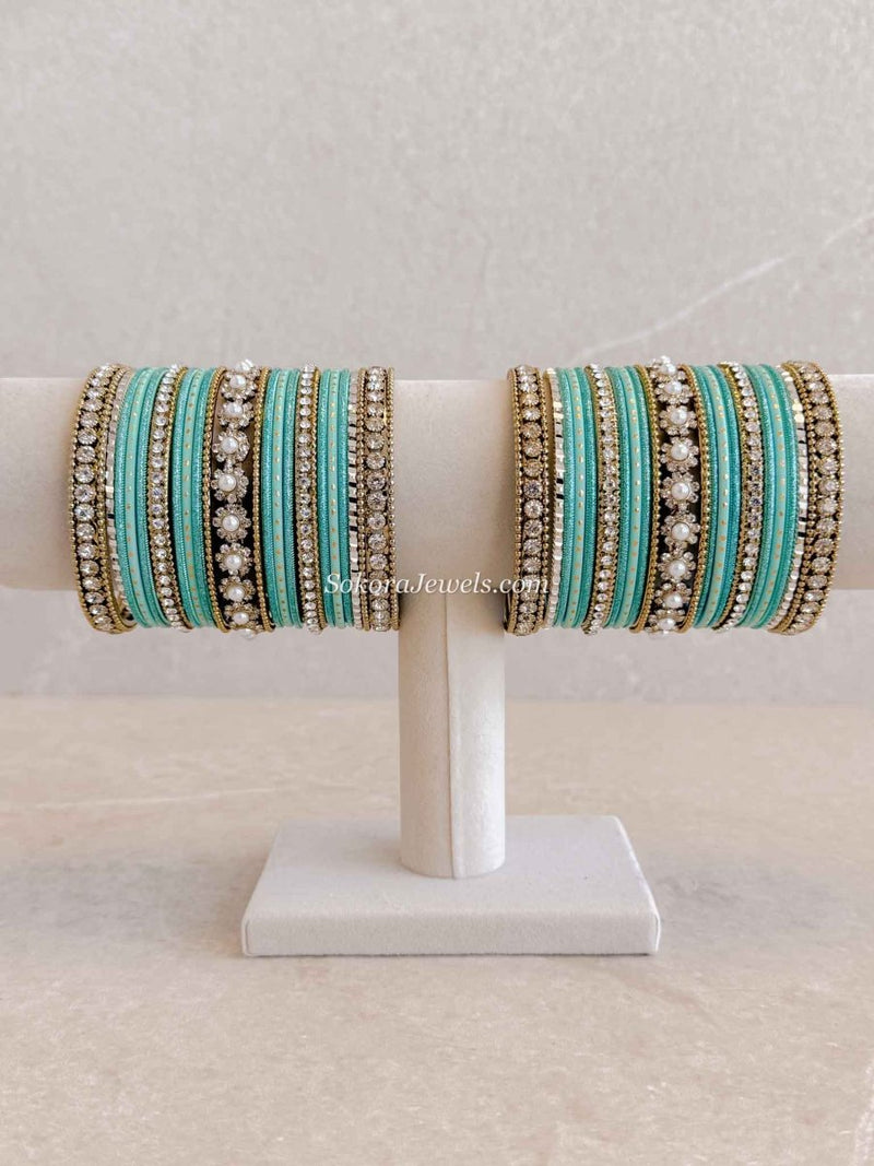 Light Turquoise Blue Bangle Set - SOKORA JEWELSLight Turquoise Blue Bangle SetBANGLES