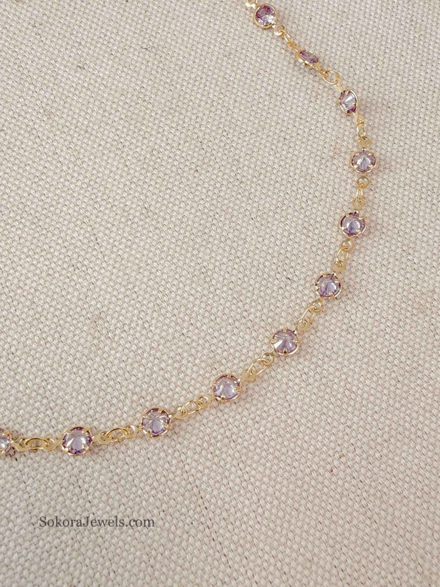 Lilac Crystal Anklet - SOKORA JEWELSLilac Crystal Anklet