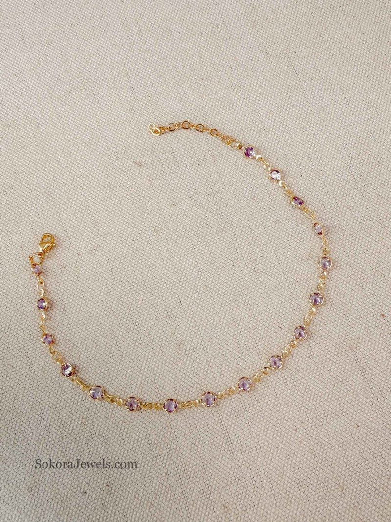 Lilac Crystal Anklet - SOKORA JEWELSLilac Crystal Anklet